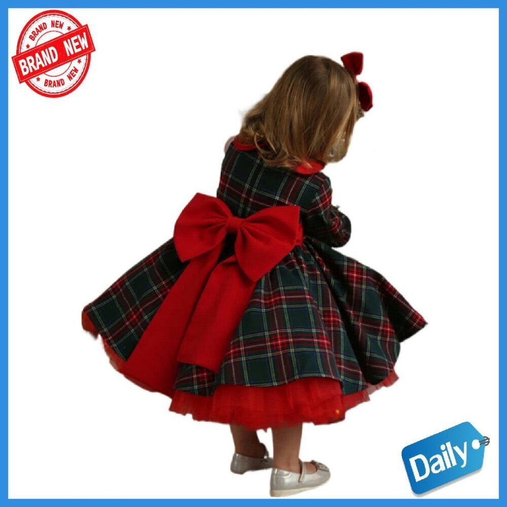Toddler Girl Christmas Dress Plaid Tulle Tutu Princess Holiday Outfit